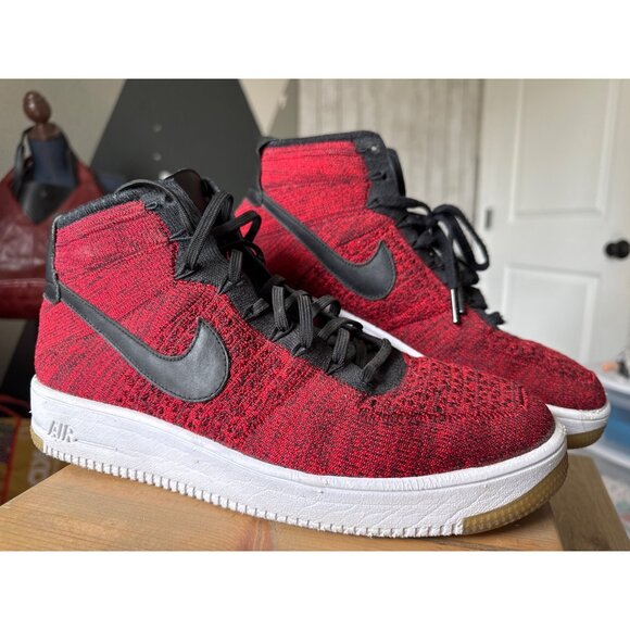 $30 WHEN BUNDLED Nike Air Force 1 Ultra Flyknit Mid University Red - Picture 1 of 11